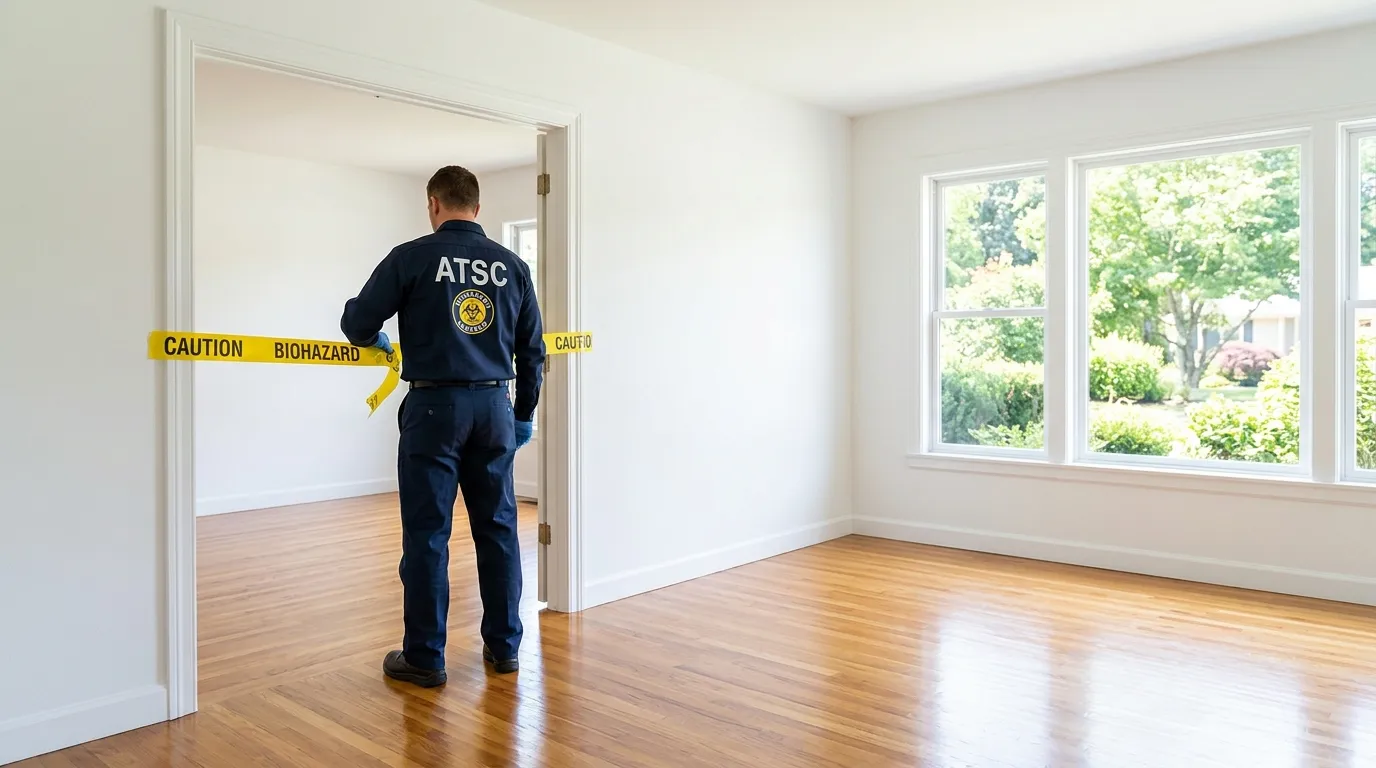 Certified biohazard cleanup crew performing Decomposition Cleanup in South Portland Gardens